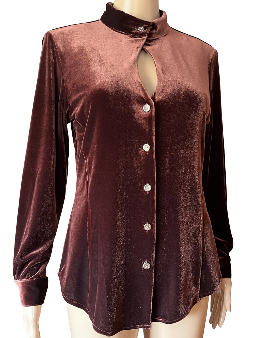 Vintage Harvé Benard Pané Velvet Keyhole Blouse
